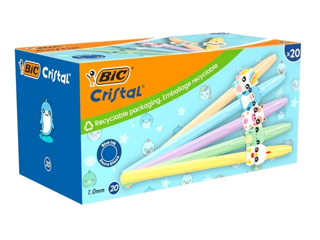 Balpen Bic Cristal dierenfiguren assorti