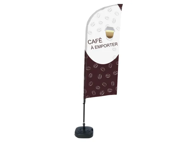 Promotievlag Alu Wind complete set "Café à emporter" ECO print