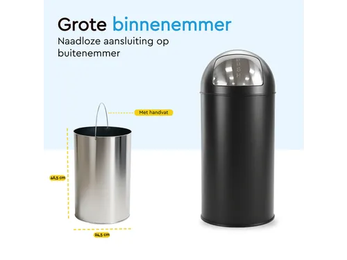 Afvalbak BRASQ Push Bin PB230+ 30 liter zwart