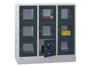 lockerkast,HxBxD 1187x1200x500mm,3x3vakken,RAL7035,front RAL7016 - 2