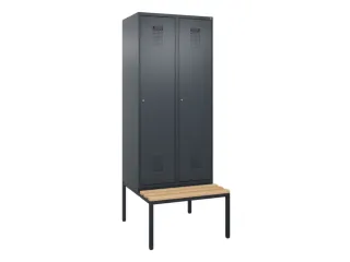 locker met bank,voor scheiding van kleding,HxBxD 2120x800x815mm,2vak - 2