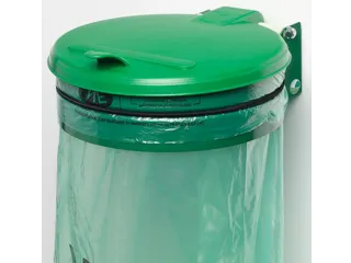 Afvalverzamelaar 120 Liter Wand Plaatstaal Kunststof Deksel Groen - 1