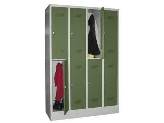 dubbeldekse locker,HxBxD 1850x1200x500mm,4x2vak.,RAL7035,front RAL6011 - 2