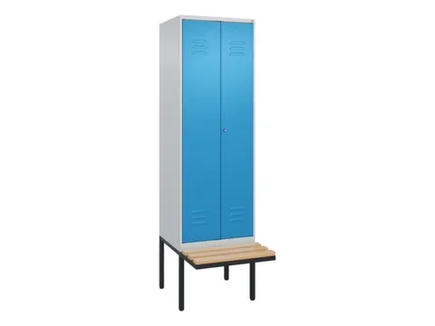 PBM-locker met bank,HxBxD 2120x600x815mm,2vak,vak B 300mm,cil.-slot