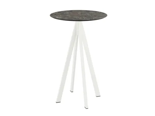statafel,HxØ 1090x700mm,rond,4voeten wit,blad HPL Galaxy Marble