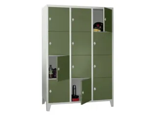 lockerkast,HxBxD 1850x1200x500mm,3x4vakken,RAL7035,front RAL6011 - 2