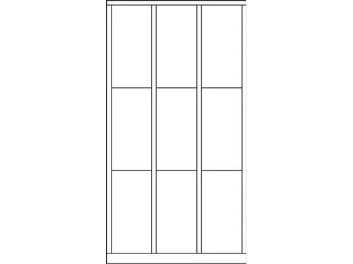 lockerkast,RAL 7035,HxBxD 1850x1200x500mm,3x3vakken,vak B 400mm