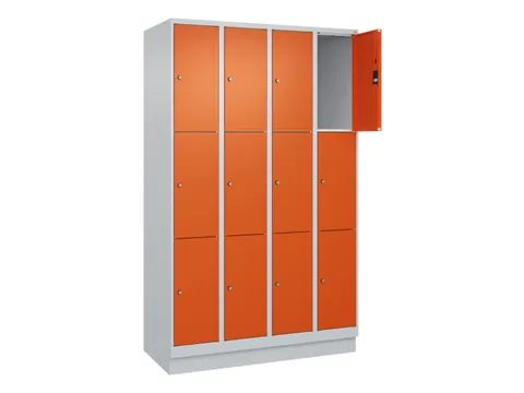 lockerkast,HxBxD 1950x1200x500mm,4x3vakken,vak B 300mm,cil.-slot