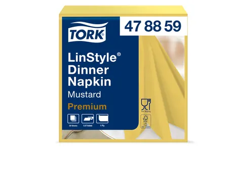 Dinnerservetten Tork LinStyle 1/4-vouw 1-laags 50st mosterdgeel 478859