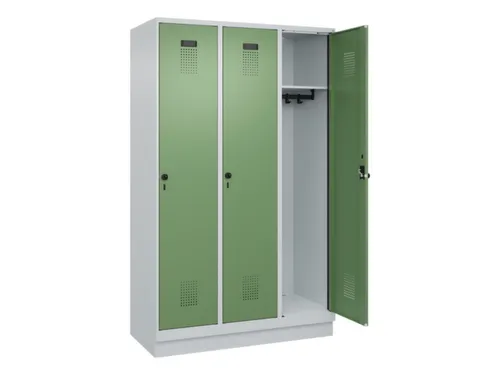locker,HxBxD 1950x1200x500mm,3vak,vak B 400mm,draaigrendel,sokkel