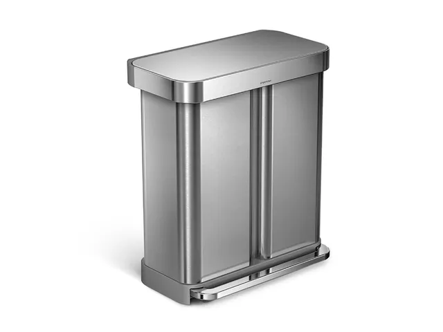 Pedaalemmer Rectangular Recycler Met Liner Pocket 24+34 liter RVS FPP