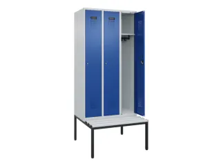 locker met bank,HxBxD 2120x900x815mm,3vak,vak B 300mm,cilinderslot - 1