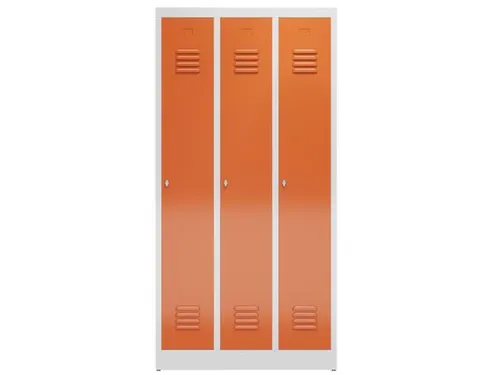 garderobekast 1800x870x500mm 3vak klink sokkel romp RAL7035 RAL3000