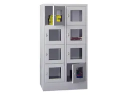 lockerkast,HxBxD 1518x800x500mm,2x4vakken,RAL7035,front RAL5012