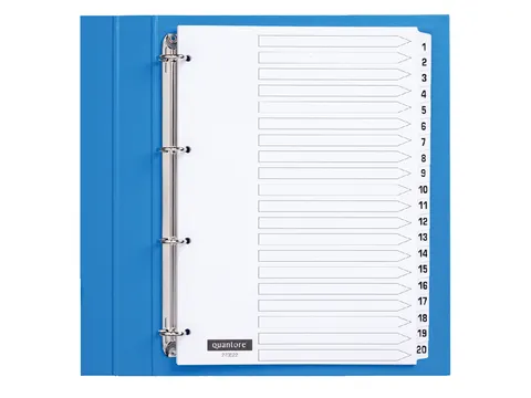 Tabbladen Quantore 4-gaats 1-20 genummerd wit karton
