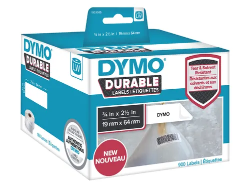 Etiket Dymo 1933085 industrieel 19x64mm 2 rollen á 450 stuks wit
