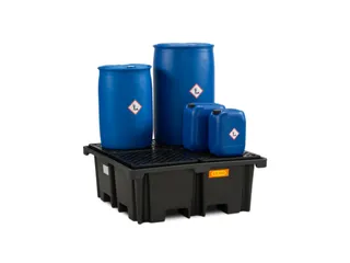 PE-opvangbak,v. 4x200l vat,opvangvol. 400l,HxBxD 500x1290x1290mm - 3