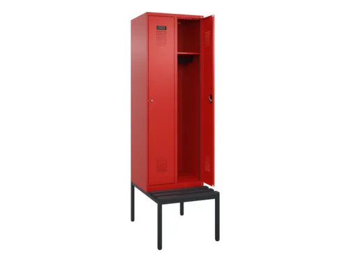 locker met bank,HxBxD 2120x600x815mm,2vak,vak B 300mm,cilinderslot