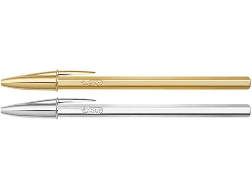 Balpen BIC Cristal medium goud en zilver