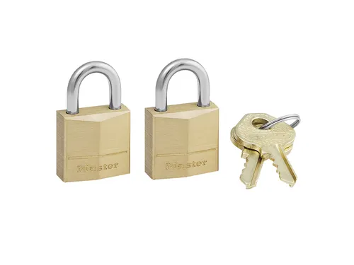Hangslot MasterLock 120EURT 2 gelijksluitend messing 20mm
