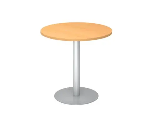 vergadertafel,HxØ 745x800mm,rond,schotelvoet zilverkleurig,ronde buis
