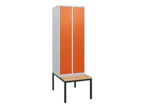 locker met bank,HxBxD 1950x600x815mm,2vak,vak B 300mm,cil.-slot