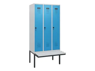 locker met bank,HxBxD 1950x900x815mm,3vak,vak B 300mm,draaigrendel - 2