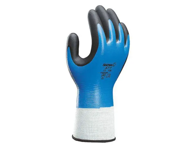 Showa 377 vloeistofbestendige nitril handschoenen, blauw, maat L, per
