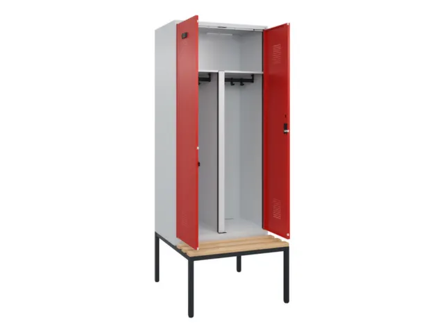 PBM-locker met bank,HxBxD 2120x800x815mm,2vak,vak B 400mm