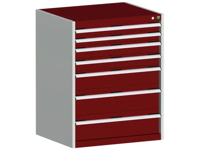 ladekast HxBxD 1000x800x750mm 7laden romp RAL7035 front RAL3004