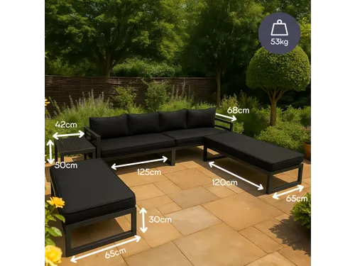 Loungeset aluminium Zwart/Antraciet 8-zits tuinset met bijzettafel