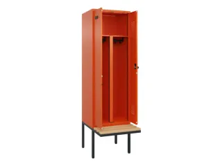 PBM-locker met bank,HxBxD 2120x600x815mm,2vak,vak B 300mm,draaigrendel - 1