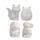 Dierenspaarpot Creativ terracotta 4st uil vos haas en egel 9-10cm wit