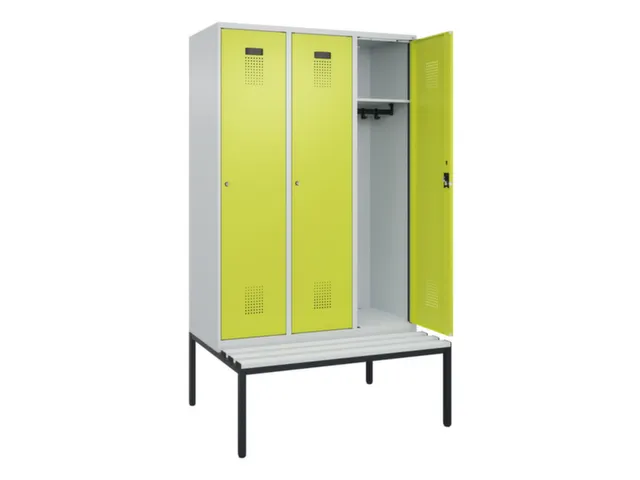locker met bank,HxBxD 2120x1200x815mm,3vak,vak B 400mm,cilinderslot