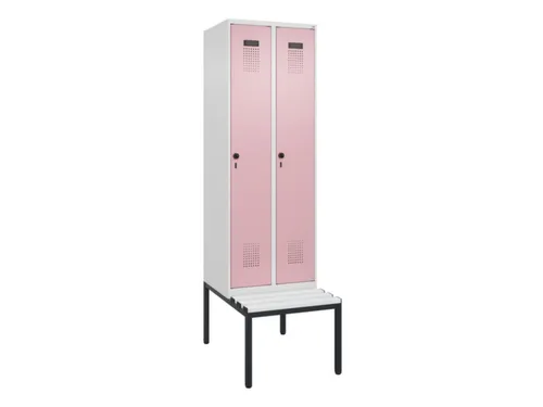 locker met bank,voor scheiding van kleding,HxBxD 2120x600x815mm,2vak