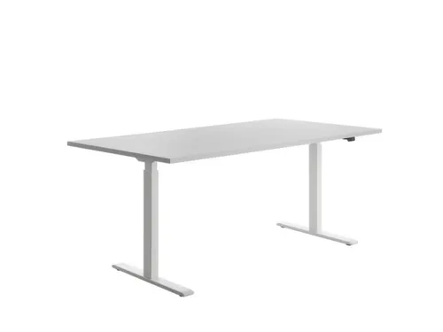 Elektrisch ihv bureau,HxBxD 700-1200x1800x800mm,blad grijs,T-voet wit