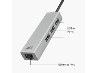 Hub ACT USB-C 3.0 3x USB-A Gigabit ethernet - 4