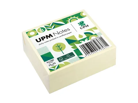 UPM notes 75x75 pastel geel pak 3x 100 vel