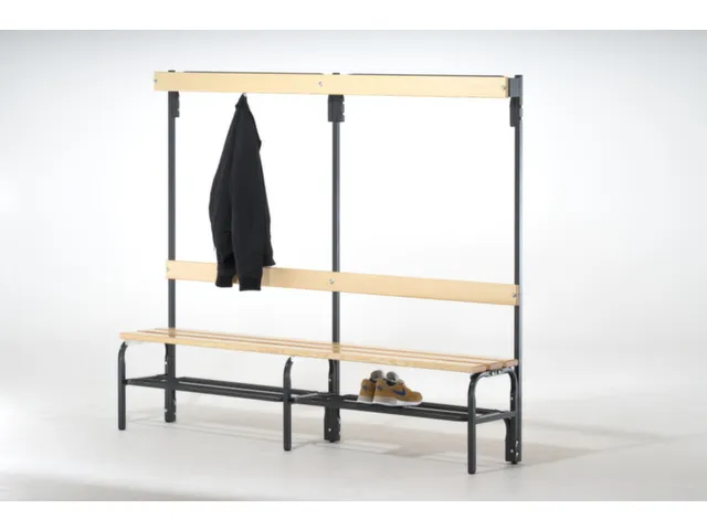 banc-patère,HxLxP 1670x2000x375mm,barrettes en bois,RAL7016