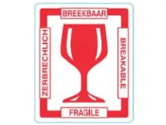Waarschuwingsetiketten 97x79mm Breekbaar