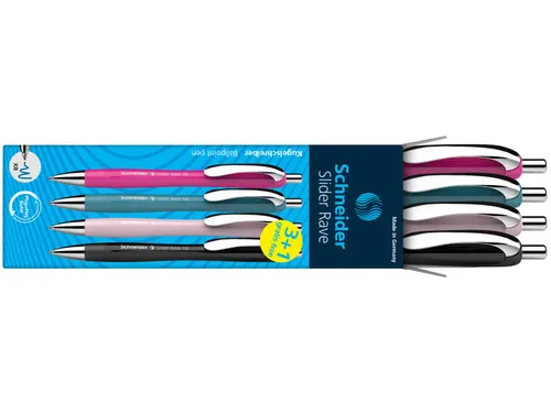 Balpen Schneider Rave XB Colour assorti doos a 3 + 1 gratis
