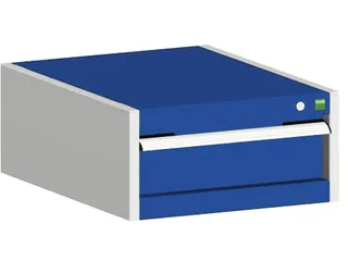 ladekast HxBxD 250x525x525mm 1lade RAL7035 front RAL5010 - 1