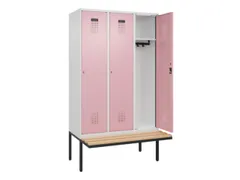locker met bank,HxBxD 2120x1200x815mm,3vak,vak B 400mm,cilinderslot