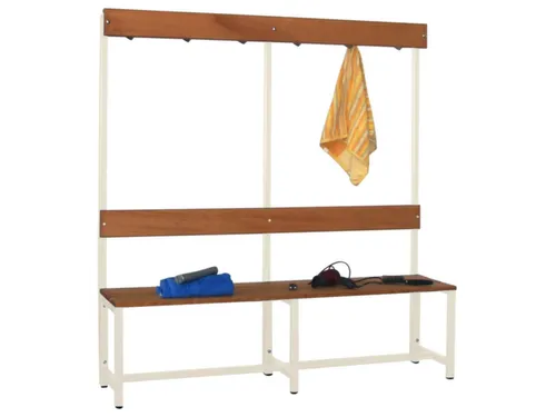 Omkleedbank LxB 1500x400mm Houten Latten Haken Enkelzijdig Ral9010
