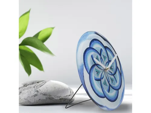 Tafelklok Nextime dia 20cm blauw glas Cosmo Blue Tafel