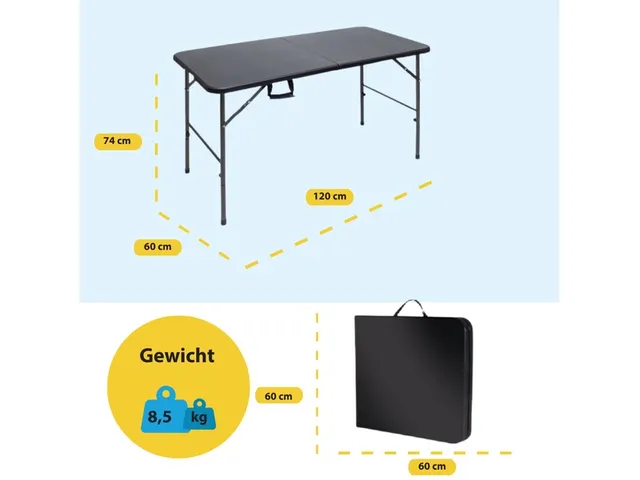 Table pliante Brasq 120x60x74mm FT120 noir