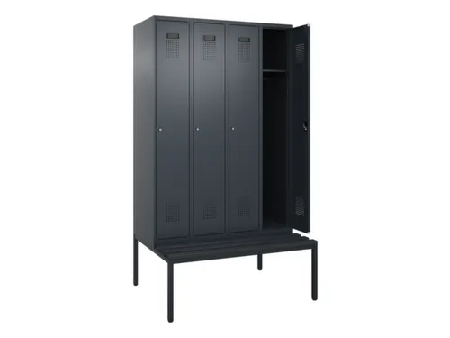 locker met bank,HxBxD 2120x1200x815mm,4vak,vak B 300mm,cilinderslot