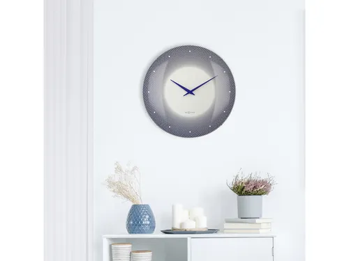 Wandklok Nextime dia 50cm bolvormig glas blauw kunststof Deep