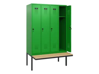 locker met bank,HxBxD 1950x1200x815mm,4vak,vak B 300mm,draaigrendel - 1