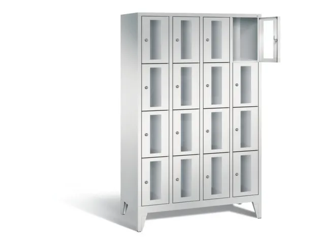 Lockerkast 1850x1190x500mm 4x4 vakken Cilinderslot Poten, RAL7035